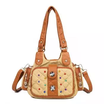 Европейские и американские модные женские сумки через плечо Модные цветные ромбы Контрастные цвета для женщин Подмышечные сумки Большие стразы для женщин