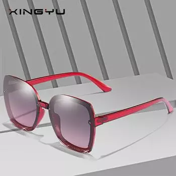 Европейские и американские мужские и женские модные безрамочные поляризационные солнцезащитные очки для вождения в стиле ретро BLACK/GRAY YELLOE