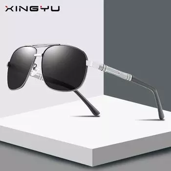 Европейские и американские мужские и женские модные квадратные поляризационные солнцезащитные очки для вождения для рыбалки SILVER/GRAY/BLACK