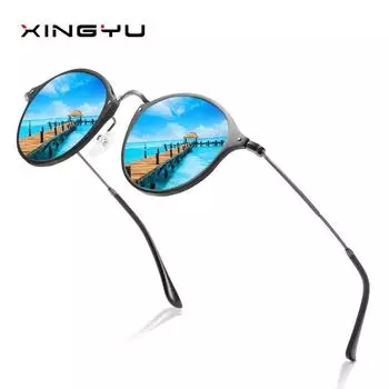 Европейские и американские мужские и женские модные алюминиево-магниевые полнокадровые красочные поляризованные солнцезащитные очки GUN/GREEN