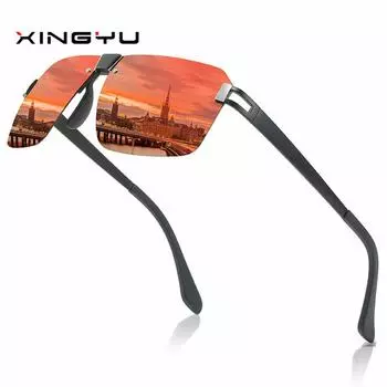 Европейские и американские мужские и женские модные металлические поляризационные солнцезащитные очки для верховой езды и вождения GUN/BLACK