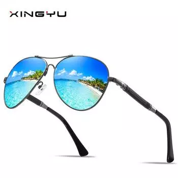 Европейские и американские мужские и женские модные красочные поляризационные солнцезащитные очки для рыбалки GUN/BLUE