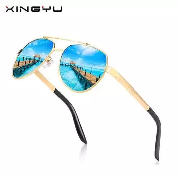 Европейские и американские мужские и женские модные металлические поляризованные солнцезащитные очки для вождения чёрный