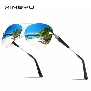 Европейские и американские мужские и женские модные красочные поляризованные солнцезащитные очки без оправы чёрный