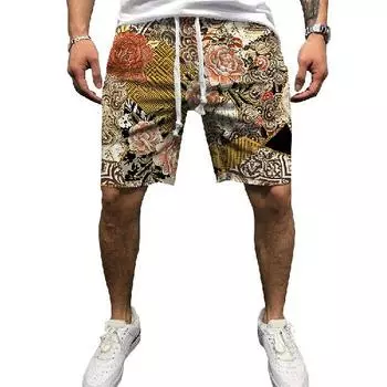 Европейские и американские мужские летние новые свободные спортивные шорты с 3D-принтом и завязками, мужские пляжные брюки S