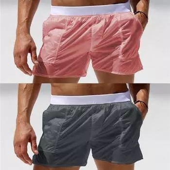 Европейские и американские мужские плавки, полностью прозрачный дизайн, модные мужские шорты, универсальная подкладка, спортивные брюки, пляжные плавки L серый