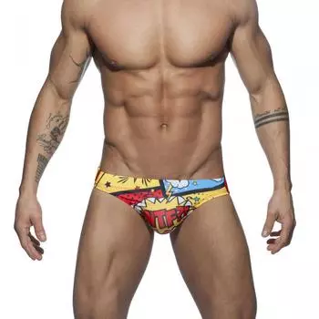 Европейские и американские мужские плавки с мультяшным принтом, треугольные купальники, модные купальные шорты, сексуальные пляжные плавки M