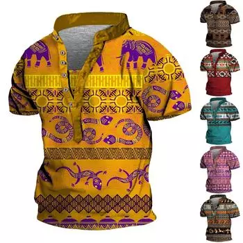 Европейские и американские мужские винтажные топы с цифровой печатью и короткими рукавами XXXL синий