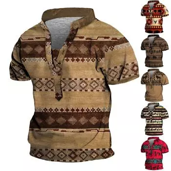 Европейские и американские мужские винтажные топы с цифровой печатью и короткими рукавами L