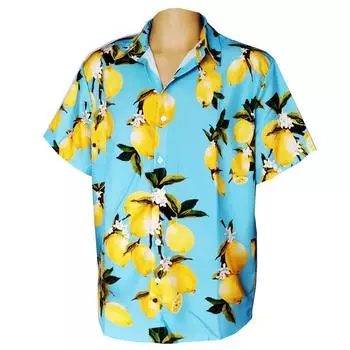 Европейские и американские мужские винтажные топы с цифровой печатью и короткими рукавами S синий