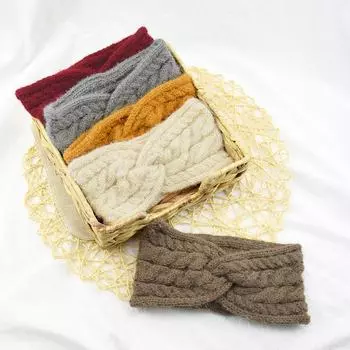 Европейские и американские наушники-обручи с двойной вязкой - аксессуар для волос из искусственной норковой шерсти для теплой осени/зимы белый