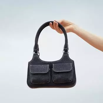 Европейские и американские нишевые сумки в стиле колледжа, красотка с двойными карманами, темно-синяя джинсовая сумка, маленькая ретро-сумка, сумка через плечо