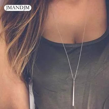 Европейские и американские новинки, популярное простое ожерелье из металлической цепочки с вертикальным стержнем, индивидуальная геометрическая длинная цепочка для свитера для женщин золотой