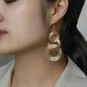 Европейские и американские новые индивидуальные металлические многослойные круглые серьги, большие круглые длинные серьги в стиле ретро, сетчатые красные женские серьги