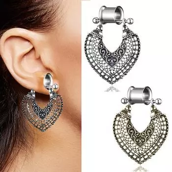 Европейские и американские новые серьги с двойным динамиком, серьги в стиле ретро, подвеска «Любовь», полое расширение ушей