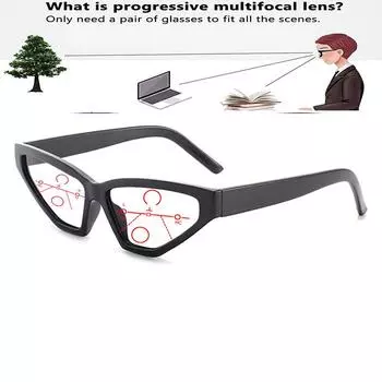 Европейские и американские очки для чтения с ретро-полигональной линзой и кошачьим глазом в маленькой оправе с прогрессивными мультифокальными линзами +0,75 до +4 +0.75 коричневый