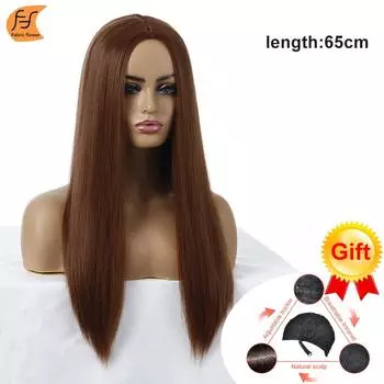 Европейские и американские парики Женская мода Длинные волосы средней длины из химического волокна Головные уборы Парик Длинные прямые волосы