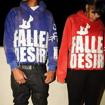 Европейские и американские персонализированные трендовые лоскутные вышивки уличная Харадзюку ретро свободные мужские и женские толстовки S красный