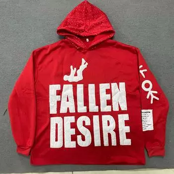 Европейские и американские персонализированные трендовые лоскутные вышивки уличная Харадзюку ретро свободные мужские и женские толстовки S красный