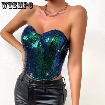 Европейские и американские пикантные девушки, модная накидка на грудь с бусинами, на молнии, для тяжелой промышленности, без бретелек, женский топ, уличный тренд, вечеринка, сексуальная девушка S жёлтый