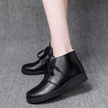 Европейские и американские плюшевые короткие сапоги 2024 года, новые зимние теплые короткие хлопковые сапоги-трубы, водонепроницаемые и нескользящие, на толстой подошве 35 чёрный