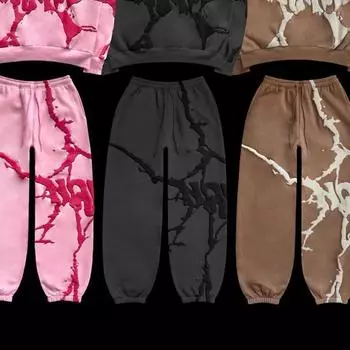 Европейские и американские повседневные брюки в стиле хип-хоп с принтом «волосы-пузыри» для мужчин и женщин Y2K Street S