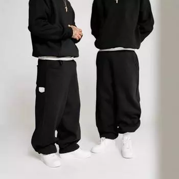 Европейские и американские повседневные простые модные свободные брюки с эластичной талией и множеством карманов S