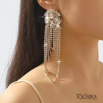 Европейские и американские преувеличенные длинные серьги с кисточками Tooxika, нишевые индивидуальные модные серьги с бриллиантами для званого ужина