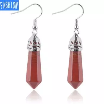 Европейские и американские преувеличенные серьги, серьги с шестиугольной призмой и драгоценными камнями, серьги с натуральными кристаллами, женские индивидуальные украшения amethyst