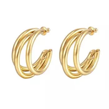 Европейские и американские простые многослойные серьги-кольца из титановой стали, пряжки для ушей из нержавеющей стали с эффектом холодного ветра, геометрические серьги