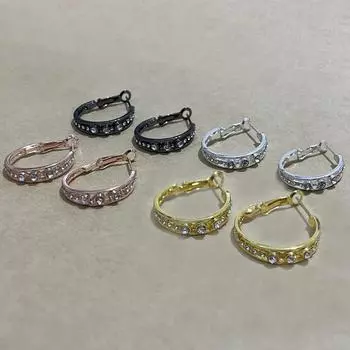 Европейские и американские простые нишевые женские серьги с инкрустацией бриллиантами, большие круглые серьги, украшения для ушей золотой