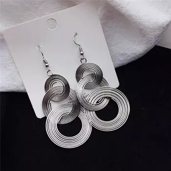Европейские и американские ретро геометрические многослойные металлические круглые серьги-подвески, персонализированные преувеличенные серьги для ночных клубов для женщин серебряный