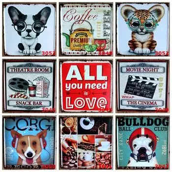 Европейские и американские ретро-картины из олова, ретро, безрамные, бар, украшение кофейни