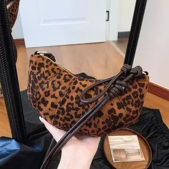 Европейские и американские ретро-сумки, женские модные сумки-мессенджеры Круассаны, пельмени, сумки Tide с леопардовым принтом чёрный