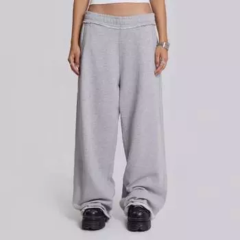 Европейские и американские ретро женские повседневные брюки свободного кроя с высокой талией, бахромой до пола S серый