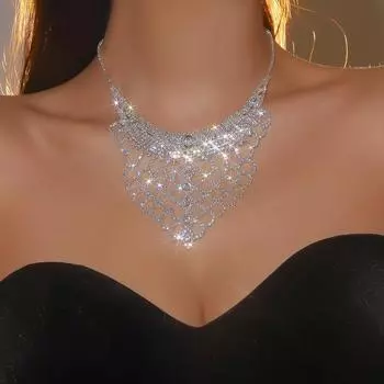 Европейские и американские роскошные геометрические полые ожерелья из стразов для женщин, модные предметы высокого класса, свадебные украшения