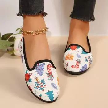 Европейские и американские рождественские туфли-одиночки 2024 года, новые повседневные туфли с плоским дном и неглубоким горлом для женщин Traf 36 чёрный