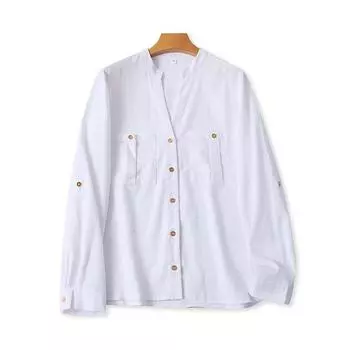 Европейские и американские рубашки с V-образным вырезом и длинным рукавом, летняя новая модная рубашка без рукавов, женский свободный повседневный базовый топ 23522 White XS