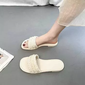 Европейские и американские сандалии большого размера, подходящие по цвету, лето 2024, новые, с круглым носком, с толстым дном, модные, повседневные, верхняя одежда с одним символом, женские 35