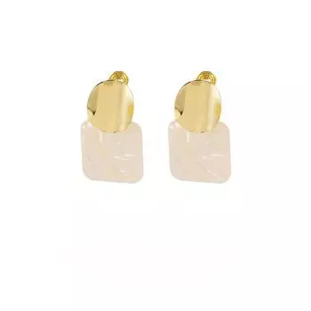 Европейские и американские серьги из смолы с геометрическим кругом для женщин, квадратные простые модные зажимы для ушей с москитной сеткой без отверстий для ушей