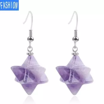 Европейские и американские серьги Melkaba Energy, женские ювелирные изделия с натуральными кристаллами Merkaba, серьги с шестиконечной звездой white turquoise