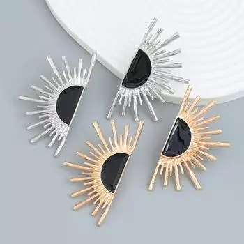 Европейские и американские серьги-подсолнухи: Женские эффектные серьги из сплава с цветочным узором в виде капель масла. золотой