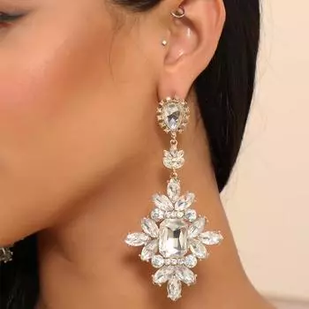 Европейские и американские серьги-подвески со стразами, серьги, женские аксессуары серебряный