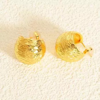 Европейские и американские серьги, позолоченные 18-каратным золотом, серьги премиум-класса, круглые серьги с текстурным узором, женские индивидуальные геометрические серьги золотой