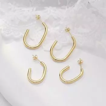 Европейские и американские серьги с холодным ветром, простые и модные серьги из нержавеющей стали с легкой поверхностью.