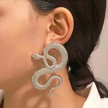 Европейские и американские серьги со змеей, женские серьги с металлическими ранами в стиле кобры в стиле панк, преувеличенные серьги 1 белый
