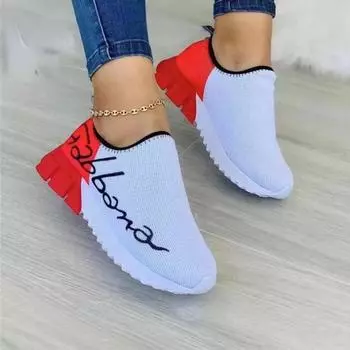 Европейские и американские сетчатые спортивные туфли 2024 года, новые повседневные туфли на скошенном каблуке, женские вулканизированные одинарные туфли Zapatillas De Deporte 35 чёрный