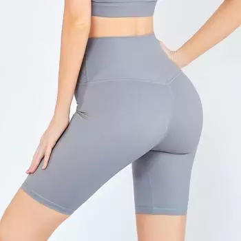 Европейские и американские штаны для йоги. Женские брюки с высокой талией для поднятия бедер. Пятиточечные сушеные шорты для фитнеса. Брюки персикового цвета для бега на открытом воздухе. S серый