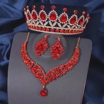 Европейские и американские свадебные аксессуары для волос в виде короны - красный свадебный головной убор для женщин