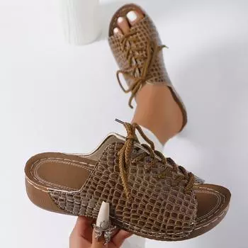 Европейские и американские тапочки большого размера, однотонные, лето 2024 года, новые, с ремешком спереди, с круглым носком, однотонные, женские, на толстой подошве 36 белый